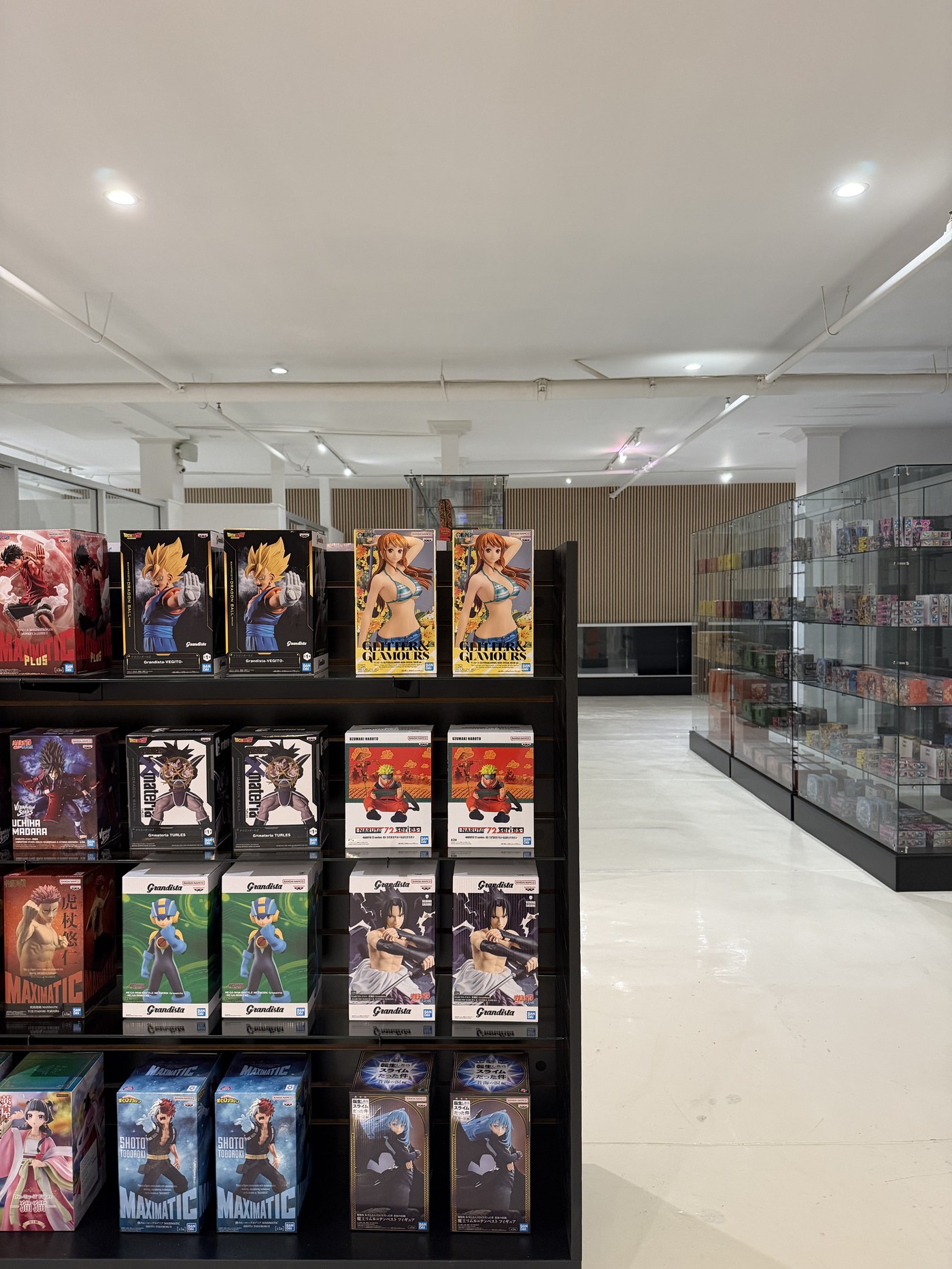 Anime figures and collectibles display